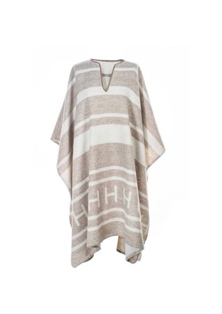 HEST - Poncho - Offwhite with Beige - Onesize